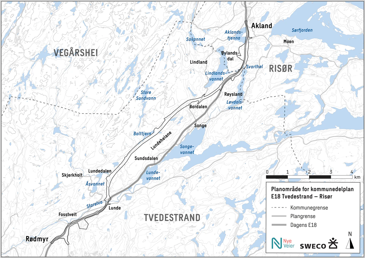 Ny kommunedelplan for E18 Tvedestrand–Risør vedtatt