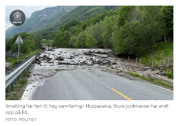 Snøsmeltingen stengte E6