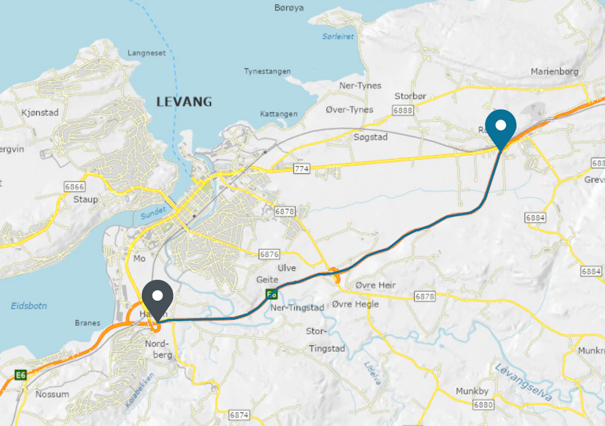 Nattestenger E6 mellom Halsan og Mule
